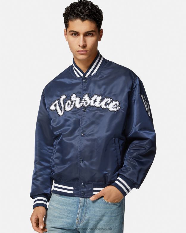 oblečenie X8X8P1230 Versace univerzitná nylonová bomber bunda Modrá muži