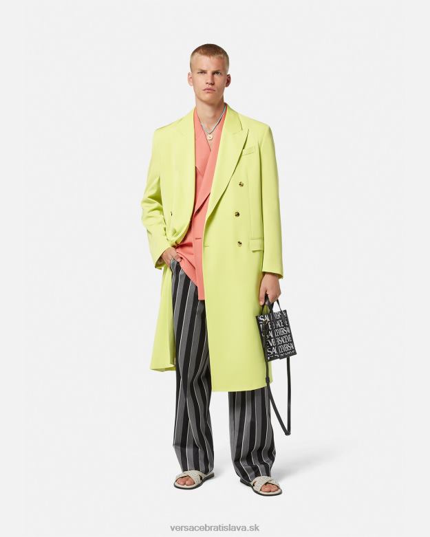 oblečenie X8X8P1233 Versace dvojradový kabát vápno muži