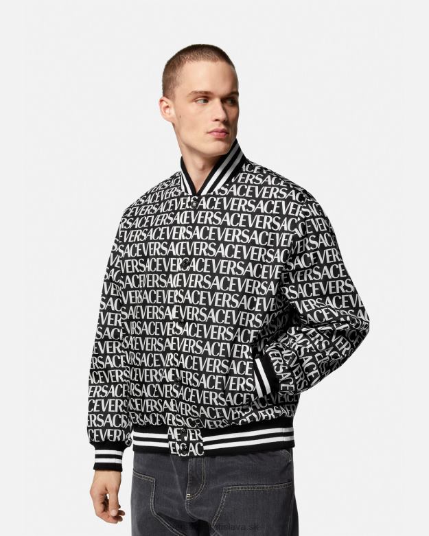oblečenie X8X8P1238 Versace celoplošná bomber bunda čierna a tlač muži