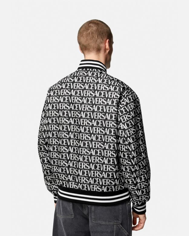 oblečenie X8X8P1238 Versace celoplošná bomber bunda čierna a tlač muži