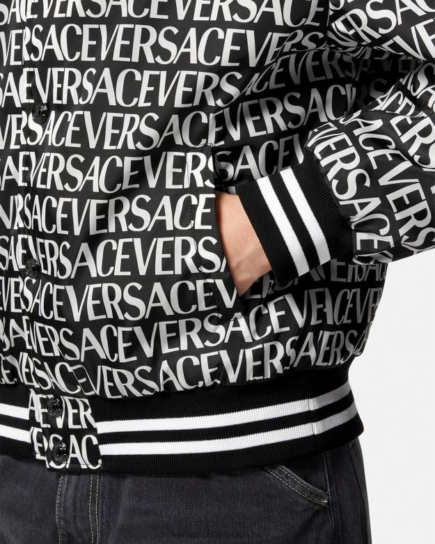 oblečenie X8X8P1238 Versace celoplošná bomber bunda čierna a tlač muži