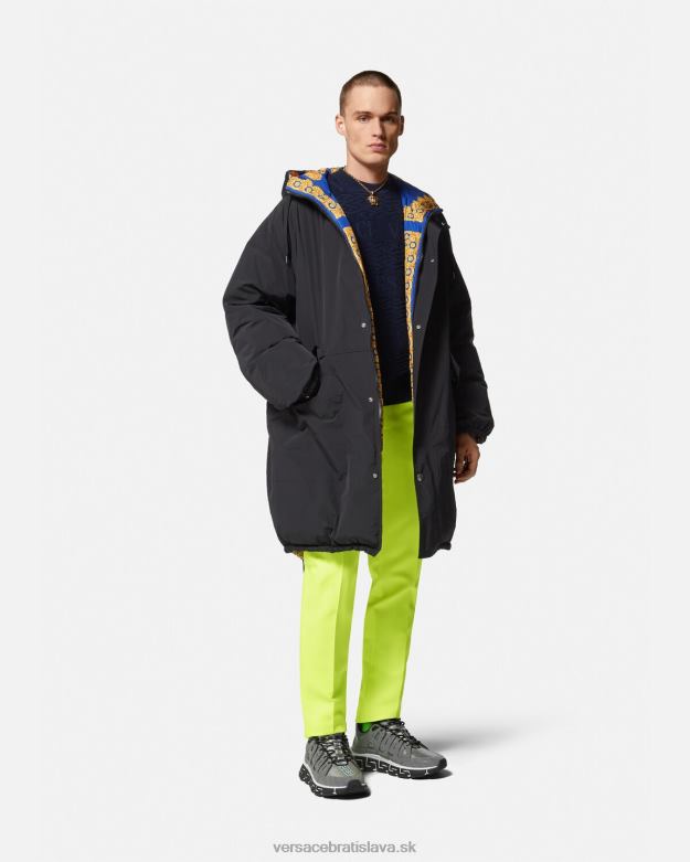 oblečenie X8X8P1239 Versace obojstranná parka barocco 660 puffer modrá a zlatá muži