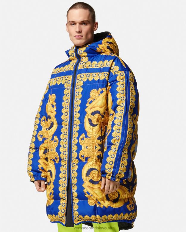 oblečenie X8X8P1239 Versace obojstranná parka barocco 660 puffer modrá a zlatá muži