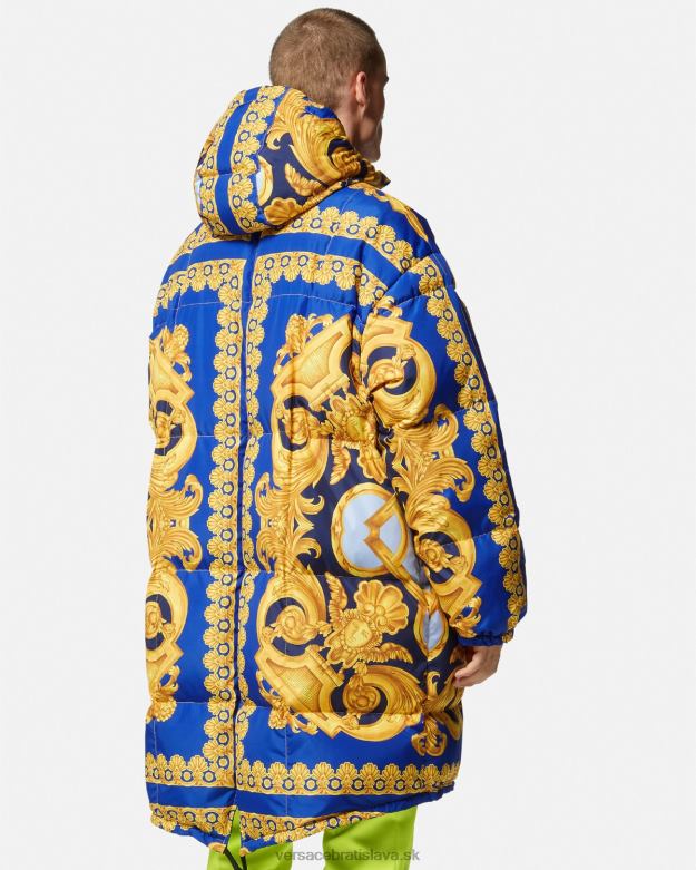 oblečenie X8X8P1239 Versace obojstranná parka barocco 660 puffer modrá a zlatá muži