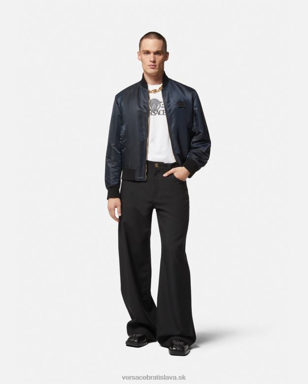 oblečenie X8X8P1240 Versace obojstranná bomber bunda barocco 660 modrá a zlatá muži