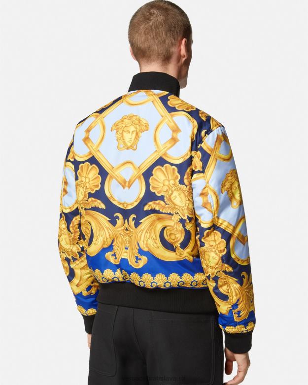 oblečenie X8X8P1240 Versace obojstranná bomber bunda barocco 660 modrá a zlatá muži