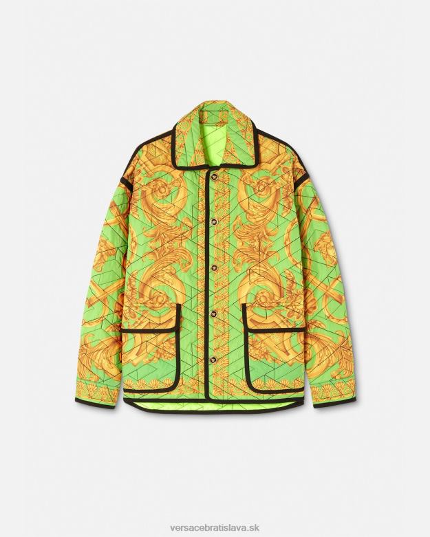 oblečenie X8X8P1242 Versace prešívaná blúzková bunda barocco 660 zlatá a zelená muži