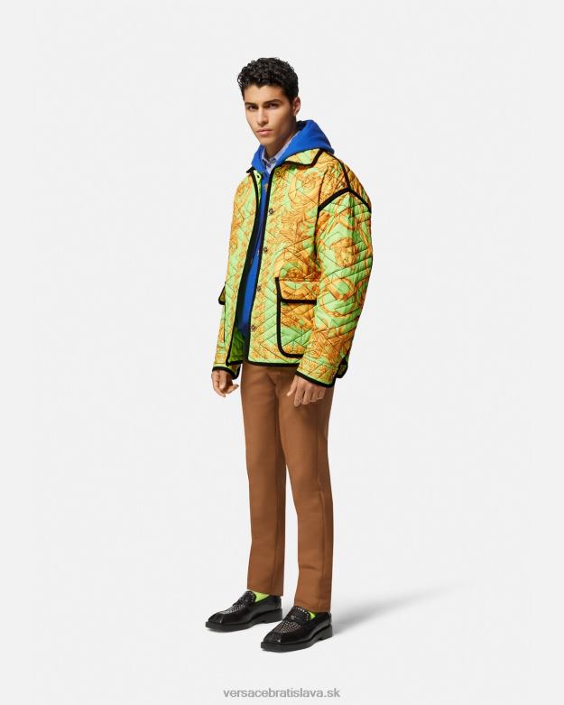 oblečenie X8X8P1242 Versace prešívaná blúzková bunda barocco 660 zlatá a zelená muži