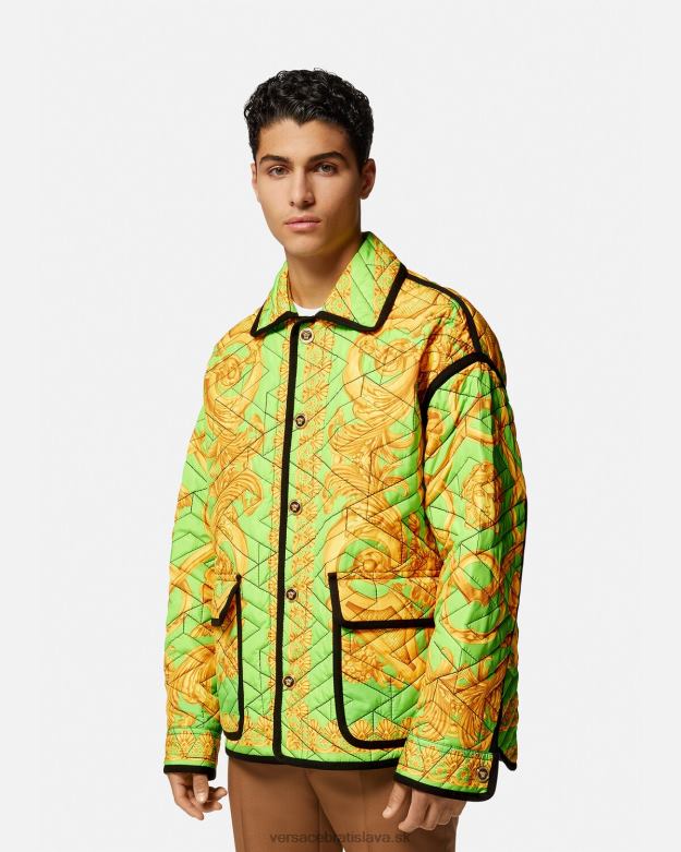 oblečenie X8X8P1242 Versace prešívaná blúzková bunda barocco 660 zlatá a zelená muži