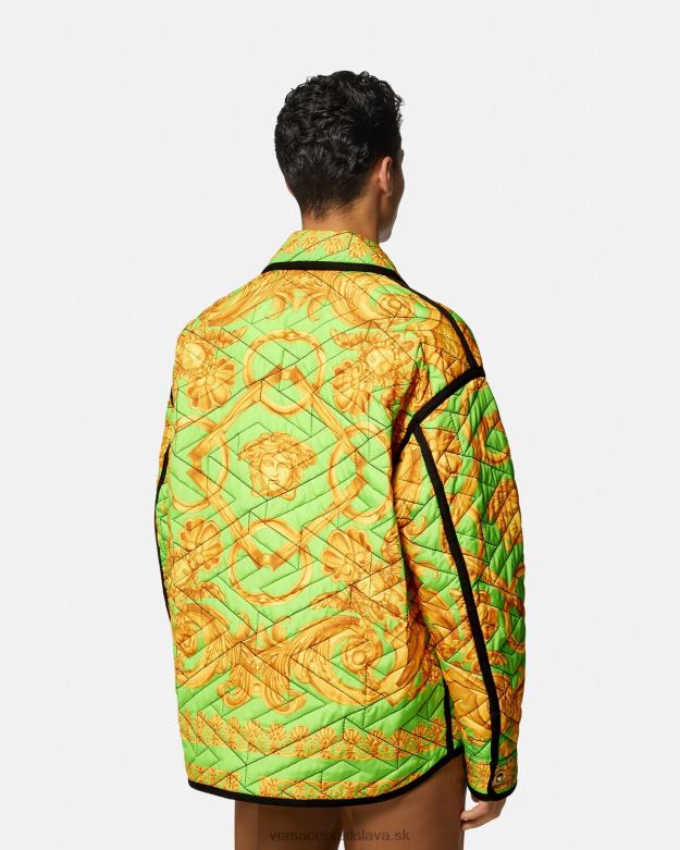oblečenie X8X8P1242 Versace prešívaná blúzková bunda barocco 660 zlatá a zelená muži