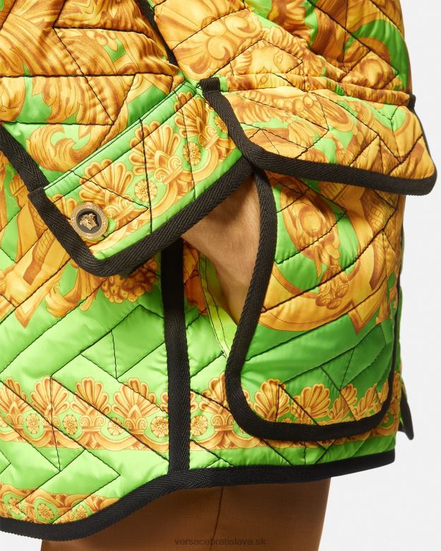 oblečenie X8X8P1242 Versace prešívaná blúzková bunda barocco 660 zlatá a zelená muži