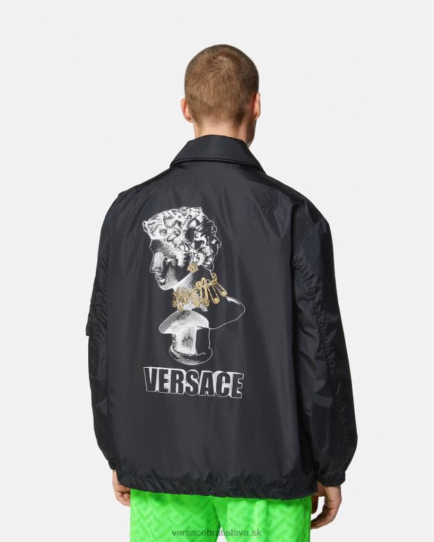 oblečenie X8X8P1243 Versace nylonová bunda s grafickým logom čierna muži