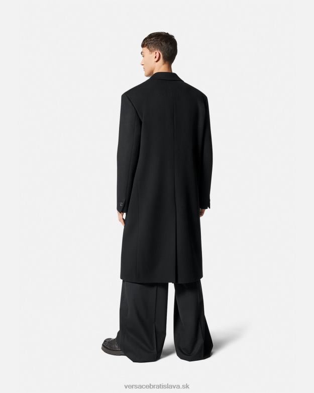 oblečenie X8X8P1245 Versace jednoradový vlnený kabát čierna muži