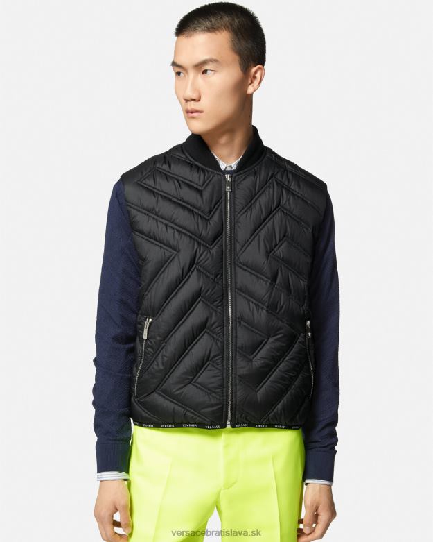 oblečenie X8X8P1247 Versace la greca puffer vesta čierna muži