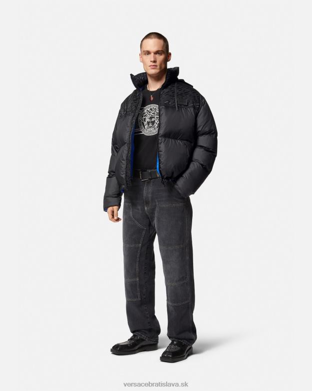oblečenie X8X8P1248 Versace la greca puffer bunda čierna muži