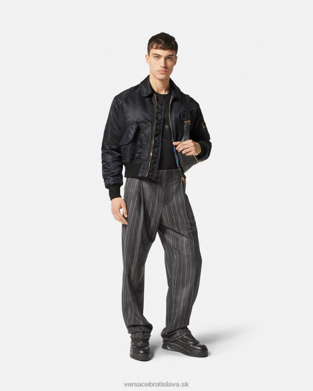 oblečenie X8X8P1250 Versace bomber bunda s logom čierna muži