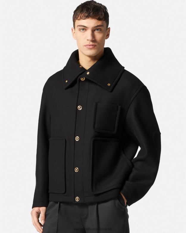 oblečenie X8X8P1251 Versace bunda z medúzovej vlny čierna muži