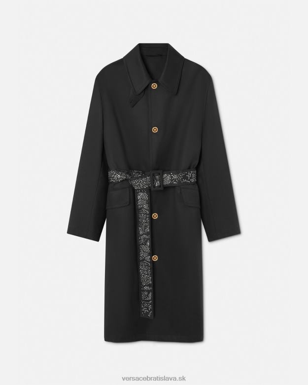 oblečenie X8X8P1254 Versace trenčkot s cvočkami čierna muži