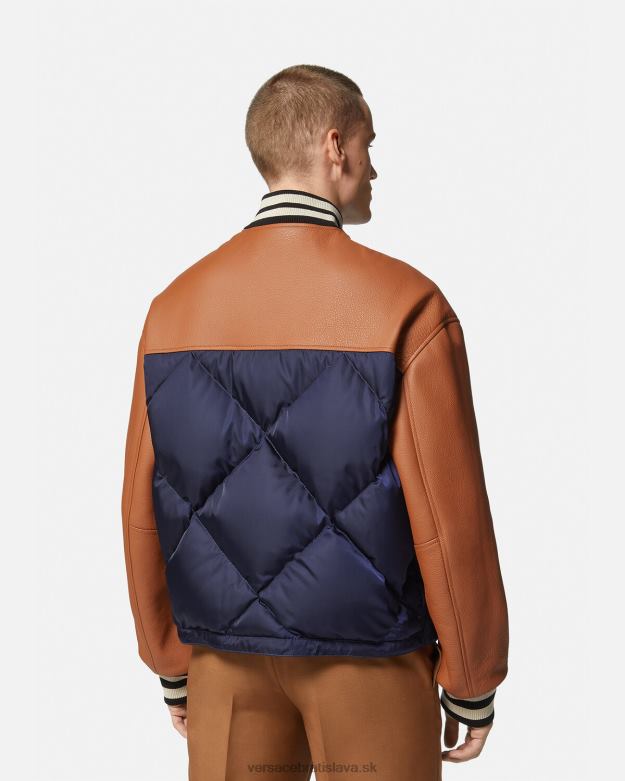 oblečenie X8X8P1257 Versace bomberová bunda s logom univerzity modrá a hnedá muži
