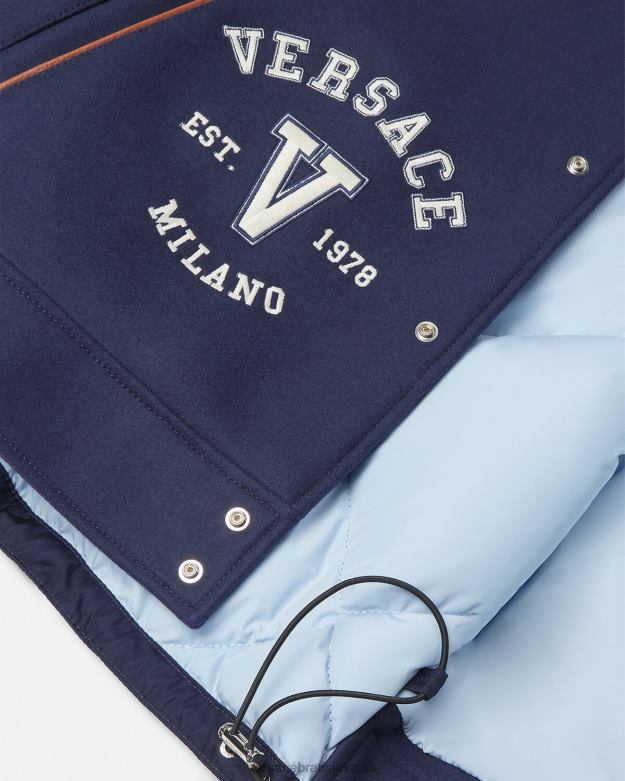 oblečenie X8X8P1257 Versace bomberová bunda s logom univerzity modrá a hnedá muži