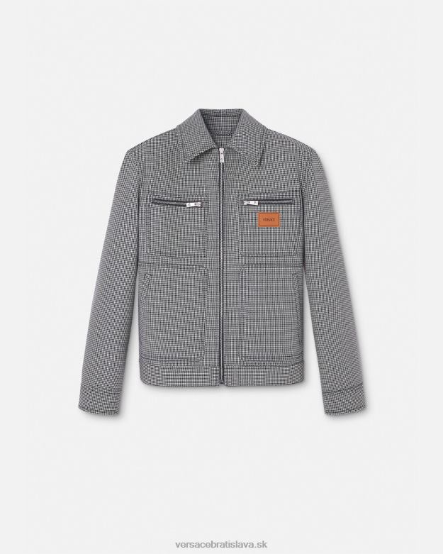 oblečenie X8X8P1259 Versace blúznová bunda na zips houndstooth čierna biela muži
