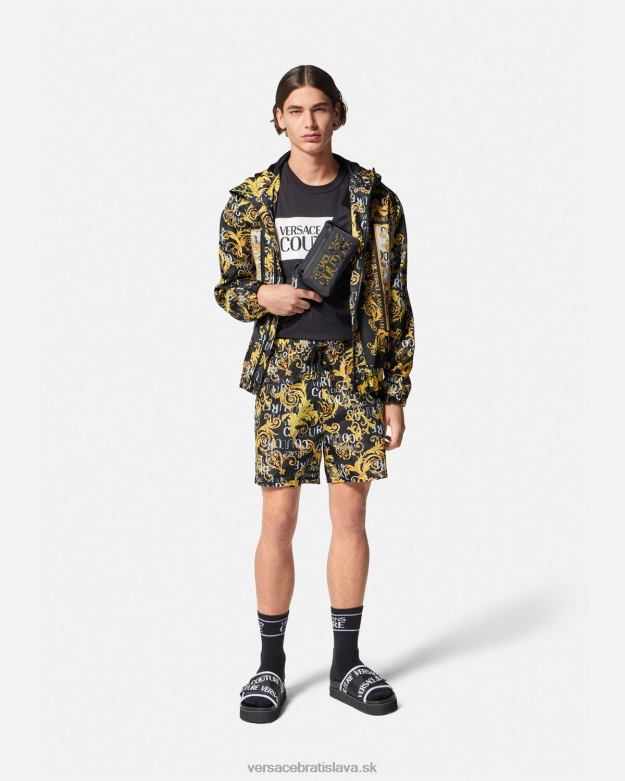 oblečenie X8X8P2414 Versace vetrovka s logom couture čierna a tlač muži