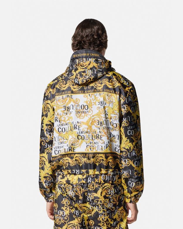 oblečenie X8X8P2414 Versace vetrovka s logom couture čierna a tlač muži