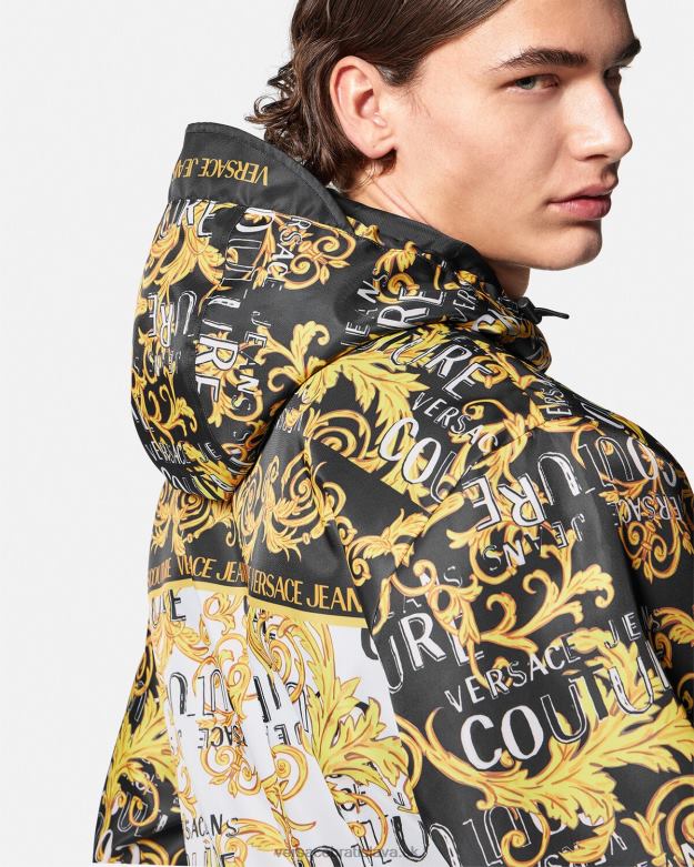 oblečenie X8X8P2414 Versace vetrovka s logom couture čierna a tlač muži