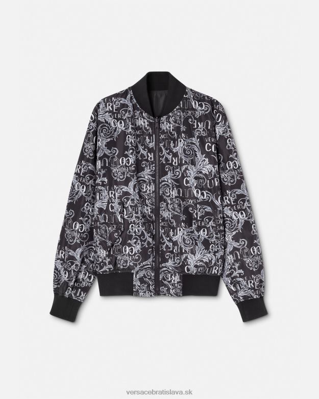 oblečenie X8X8P2415 Versace logo couture obojstranná bunda čierna a tlač muži