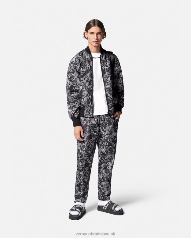 oblečenie X8X8P2415 Versace logo couture obojstranná bunda čierna a tlač muži