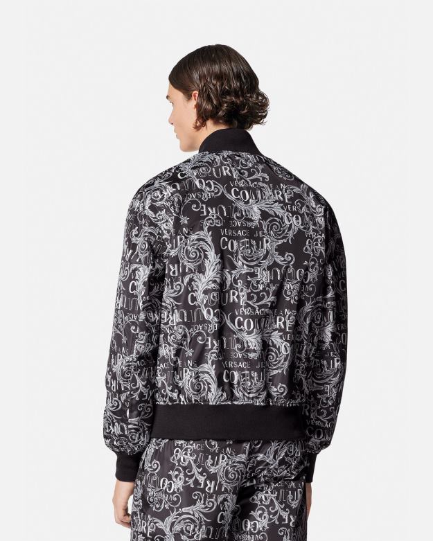 oblečenie X8X8P2415 Versace logo couture obojstranná bunda čierna a tlač muži