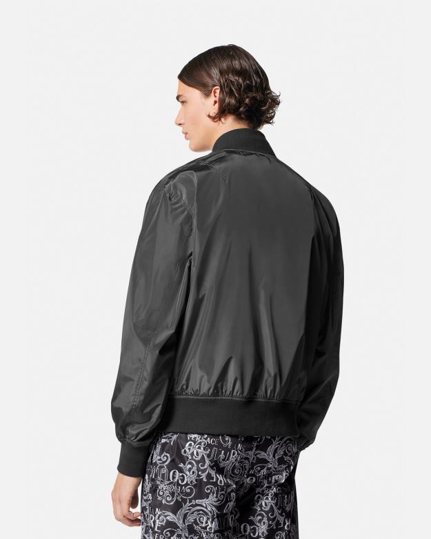 oblečenie X8X8P2415 Versace logo couture obojstranná bunda čierna a tlač muži