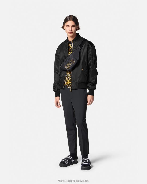 oblečenie X8X8P2417 Versace bomberová bunda s logom čierne zlato muži