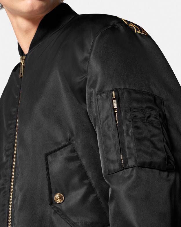 oblečenie X8X8P2417 Versace bomberová bunda s logom čierne zlato muži