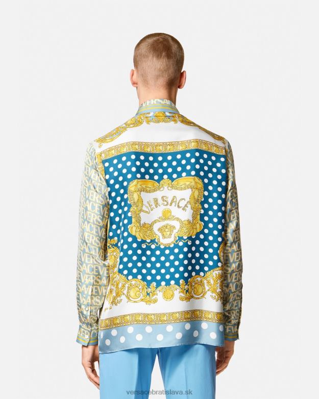 oblečenie X8X8P1284 Versace celoplošná hodvábna košeľa vytlačiť muži