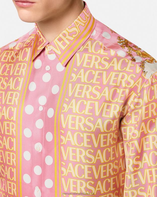 oblečenie X8X8P1286 Versace celoplošná hodvábna košeľa vytlačiť muži