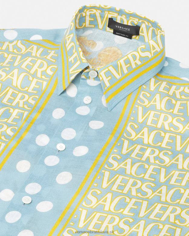 oblečenie X8X8P1287 Versace celoplošná ľanová košeľa vytlačiť muži