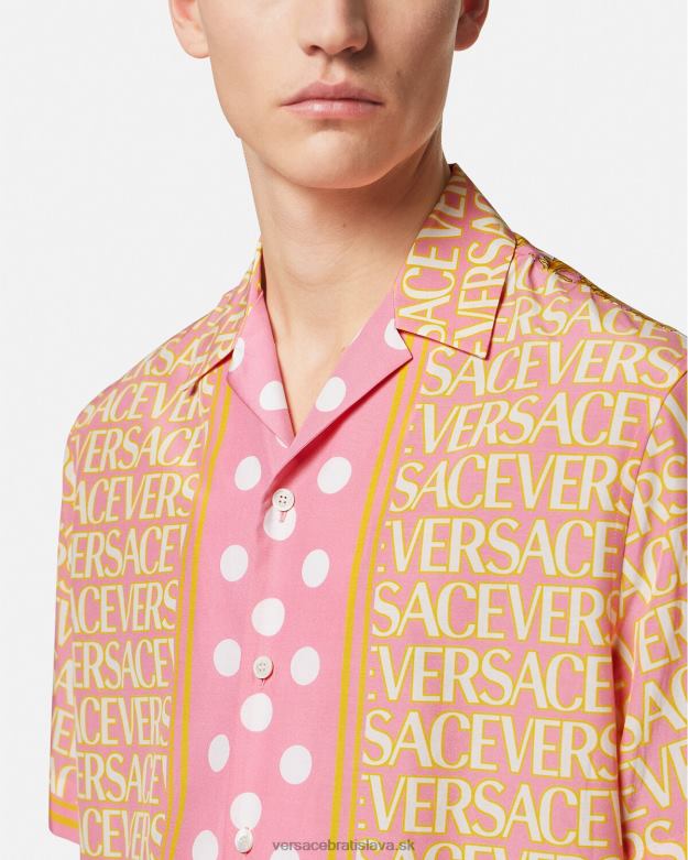 oblečenie X8X8P1288 Versace celoplošná košeľa z bavlnenej zmesi vytlačiť muži