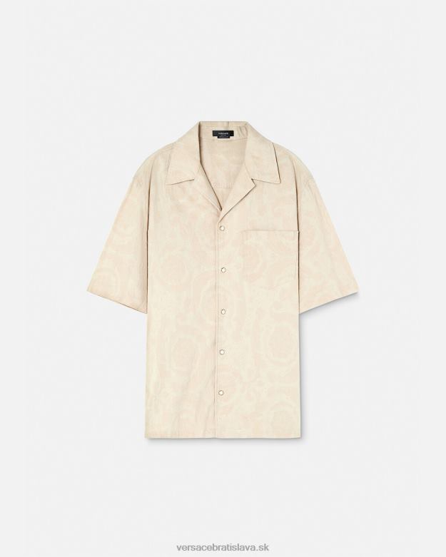 oblečenie X8X8P1291 Versace barocco silueta chambray košeľa béžová muži