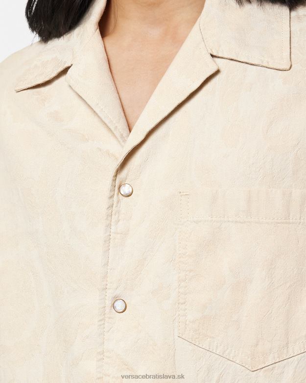 oblečenie X8X8P1291 Versace barocco silueta chambray košeľa béžová muži