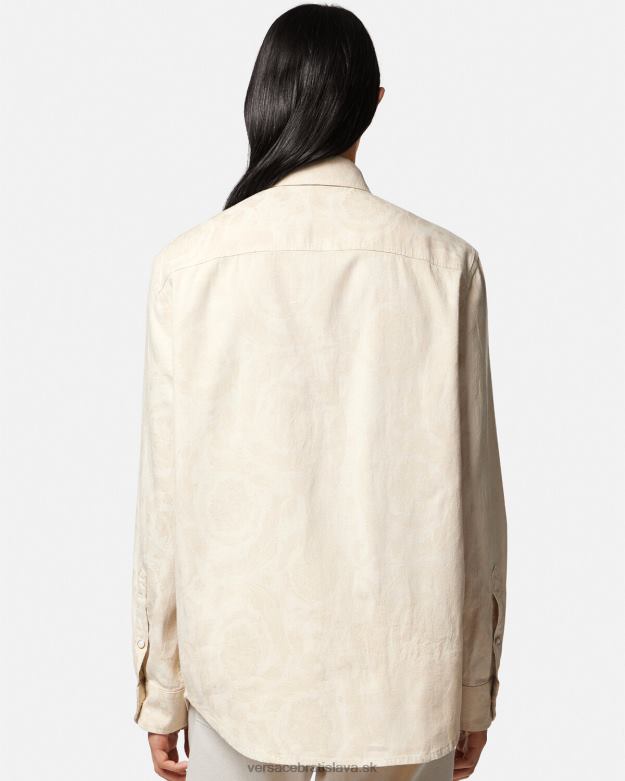 oblečenie X8X8P1292 Versace barocco silueta chambray košeľa béžová muži