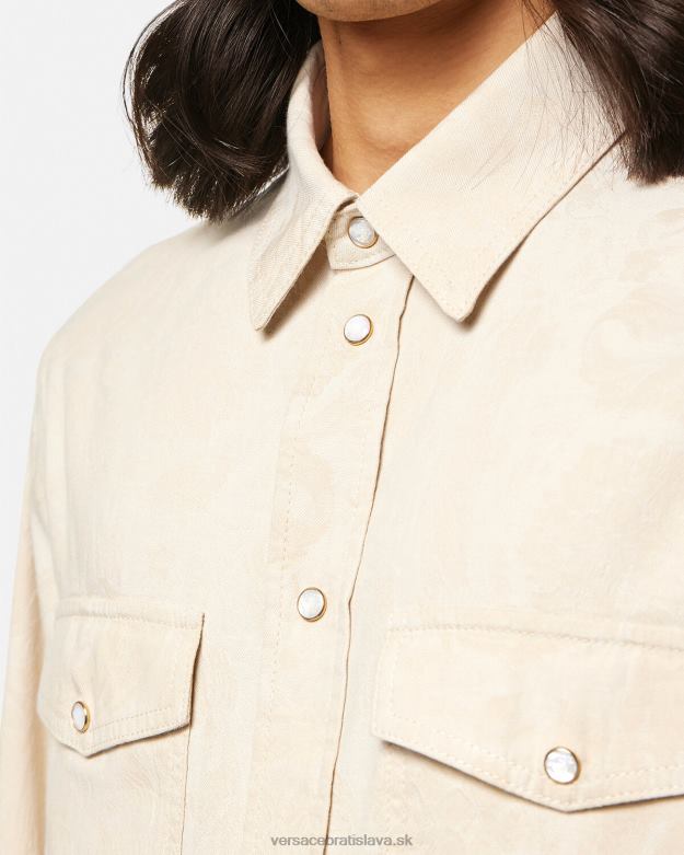 oblečenie X8X8P1292 Versace barocco silueta chambray košeľa béžová muži