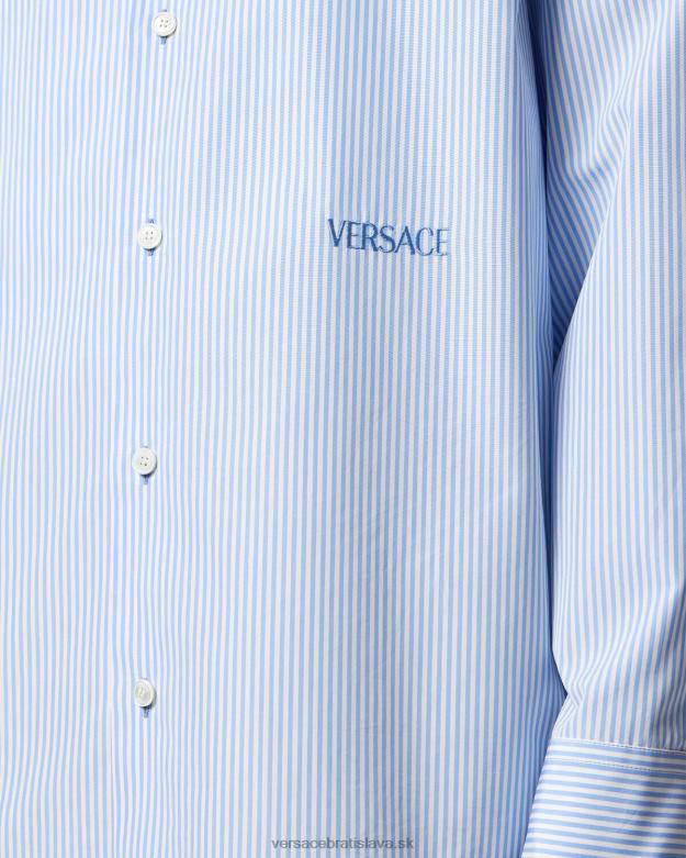 oblečenie X8X8P1293 Versace pruhovaná mušľová baroková košeľa vytlačiť muži