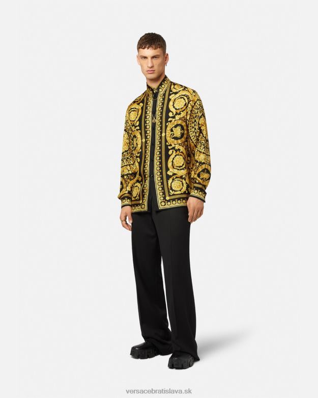 oblečenie X8X8P1296 Versace baroková hodvábna košeľa vytlačiť muži