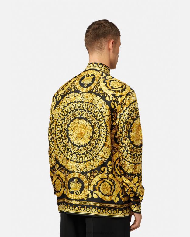 oblečenie X8X8P1296 Versace baroková hodvábna košeľa vytlačiť muži