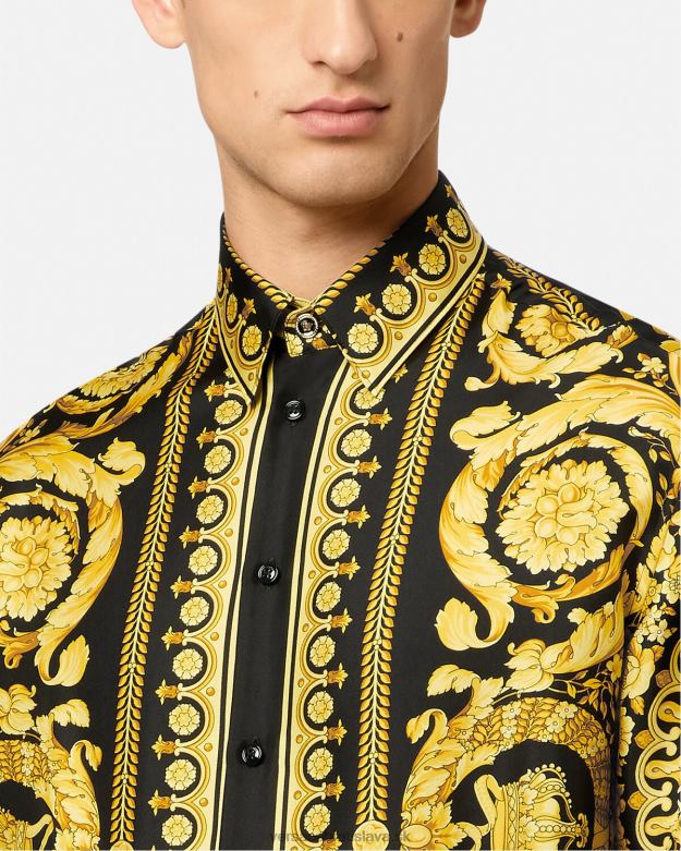 oblečenie X8X8P1296 Versace baroková hodvábna košeľa vytlačiť muži