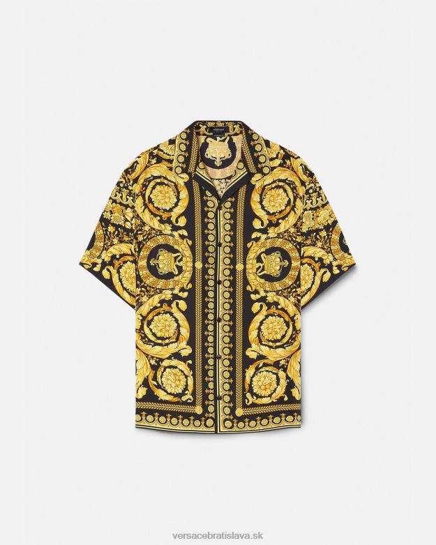 oblečenie X8X8P1297 Versace baroková hodvábna košeľa vytlačiť muži