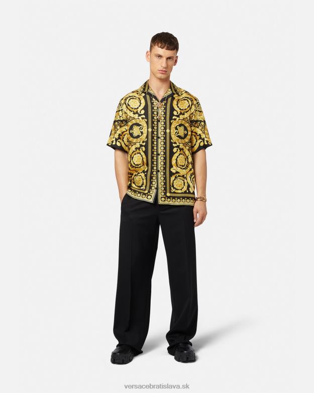 oblečenie X8X8P1297 Versace baroková hodvábna košeľa vytlačiť muži