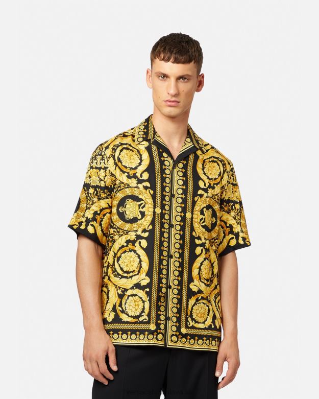 oblečenie X8X8P1297 Versace baroková hodvábna košeľa vytlačiť muži