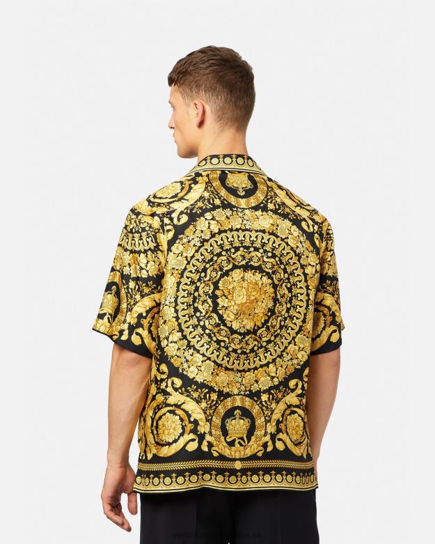 oblečenie X8X8P1297 Versace baroková hodvábna košeľa vytlačiť muži